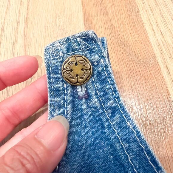 Vintage 3T OshKosh B'Gosh Vestbak Baby Overalls Printed Denim White Lace USA - Picture 5 of 11